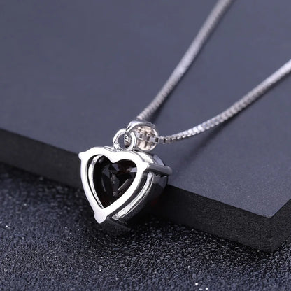 Natural Garnet Heart Pendant Necklace - 925 Sterling Silver - Choosen Jewelry