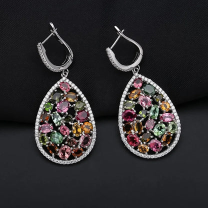 Colorful Tourmaline Drop Earrings in 925 Sterling Silver | Choosen Jewelry