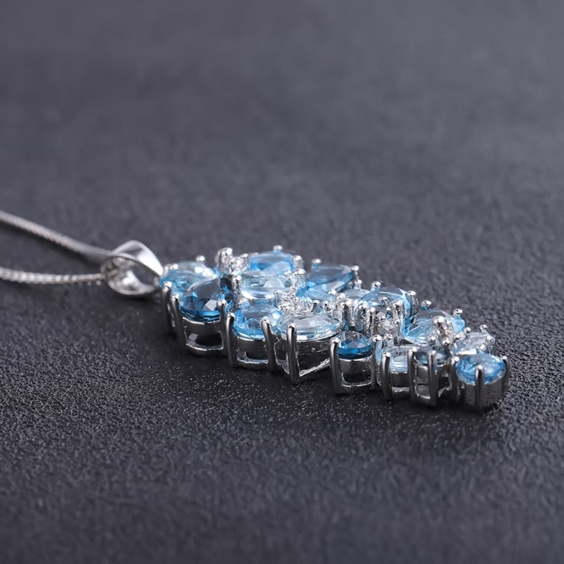 Swiss Blue Topaz Pendant Necklace