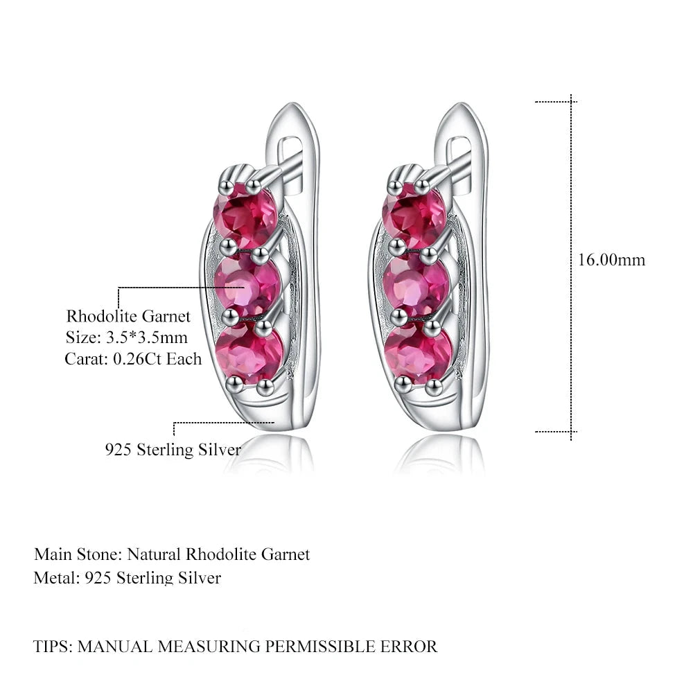 Natural Rhodolite Garnet Stud Earrings | 925 Sterling Silver | Choosen Jewelry