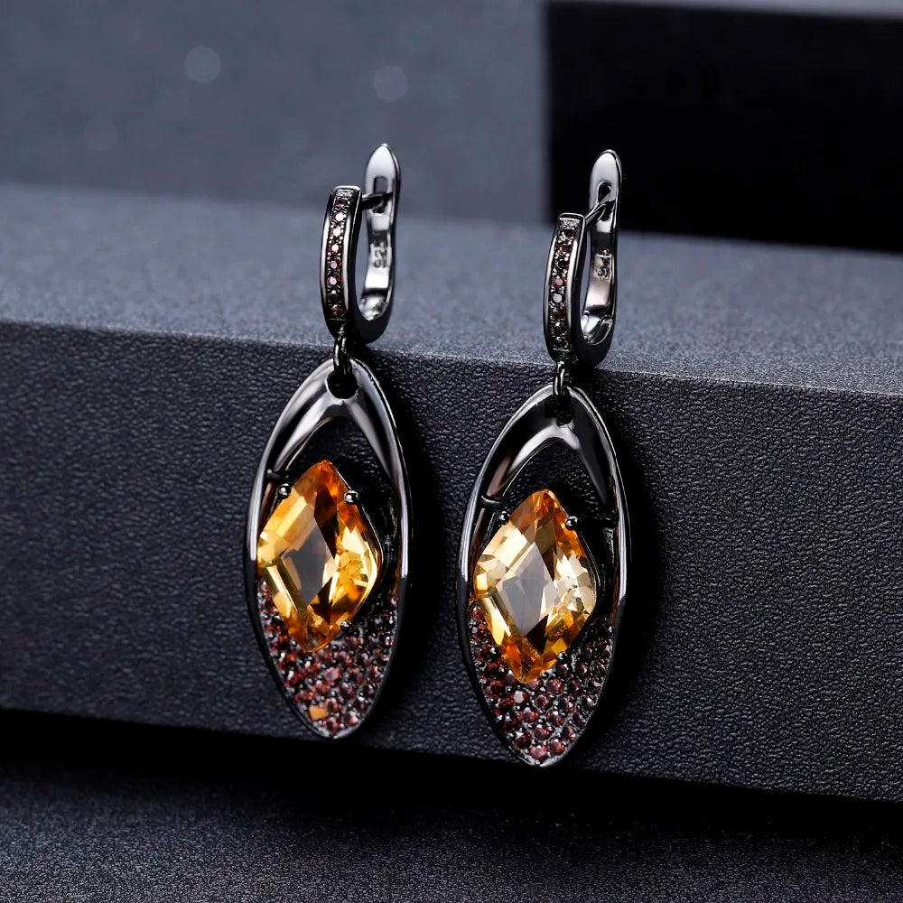 Natural Citrine Drop Earrings | 925 Sterling Silver | Choosen Jewelry