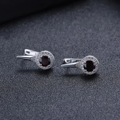 Choosen Jewelry 2.10Ct Natural Red Garnet Stud Earrings in 925 Sterling Silver - Fine Jewelry for Women