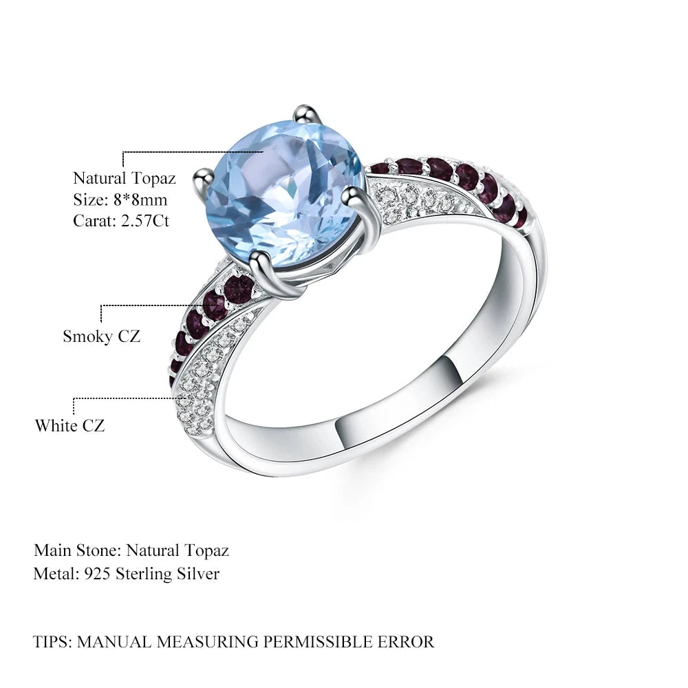 Choosen Jewelry: Natural Sky Blue Topaz and Smoky CZ Sterling Silver Wedding Set