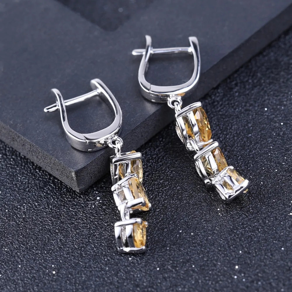 Natural Citrine Heart Drop Earrings | 4.86Ct | 925 Sterling Silver | Choosen Jewelry