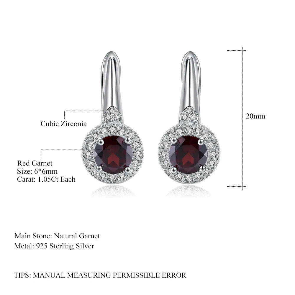 Choosen Jewelry 2.10Ct Natural Red Garnet Stud Earrings in 925 Sterling Silver - Fine Jewelry for Women