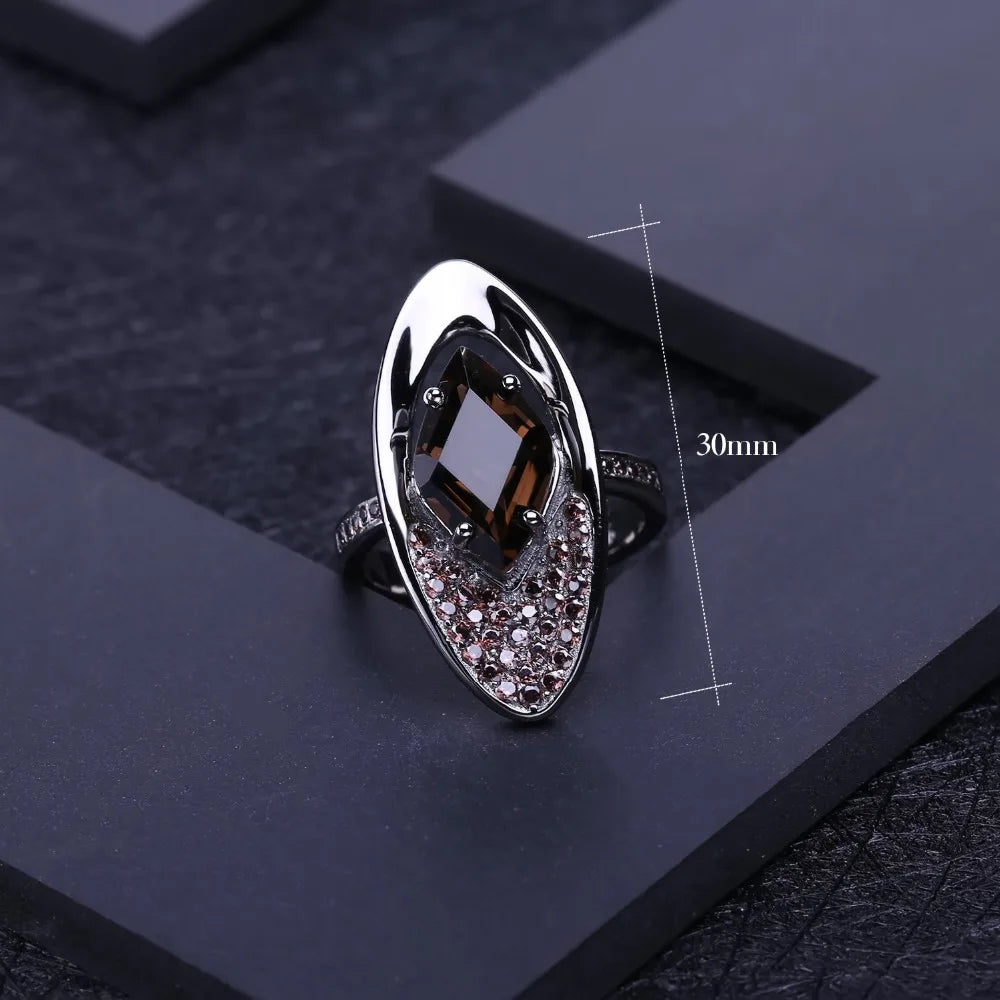 Vintage Gothic Smoky Quartz Ring | 925 Sterling Silver | Choosen Jewelry