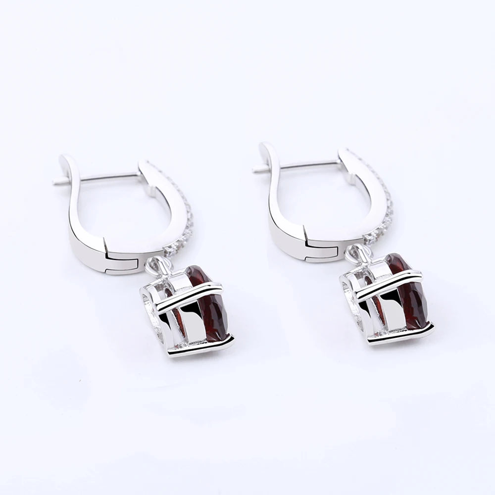 Stunning 4.31Ct Natural Red Garnet Drop Earrings by Choosen Jewelry - 925 Sterling Silver Fine Jewelry for Women