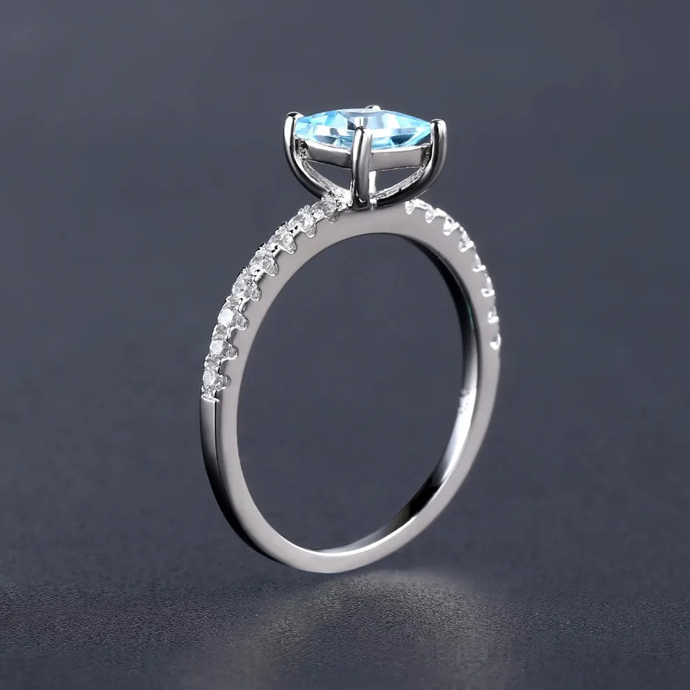 Choosen Jewelry 1.49Ct Sky Blue Topaz Square Engagement Ring in 925 Sterling Silver