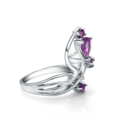 Choosen Jewelry: 925 Sterling Silver Amethyst Flower Earrings and Ring Set for Women