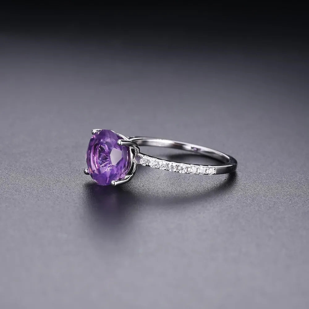 Vintage 2.66Ct Amethyst Wedding Ring | Sterling Silver | Choosen Jewelry