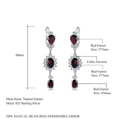 Elegant 4.88Ct Red Garnet Drop Earrings in 925 Sterling Silver by Choosen Jewelry