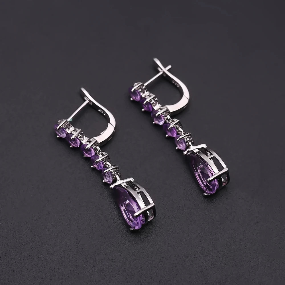 Choosen Jewelry 8.91Ct Natural Amethyst Vintage Drop Earrings in 925 Sterling Silver