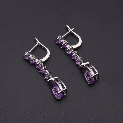 Choosen Jewelry 8.91Ct Natural Amethyst Vintage Drop Earrings in 925 Sterling Silver