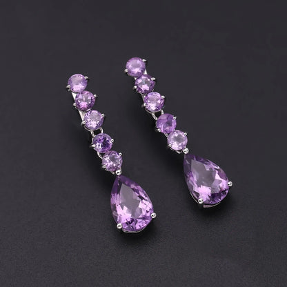 Choosen Jewelry 8.91Ct Natural Amethyst Vintage Drop Earrings in 925 Sterling Silver