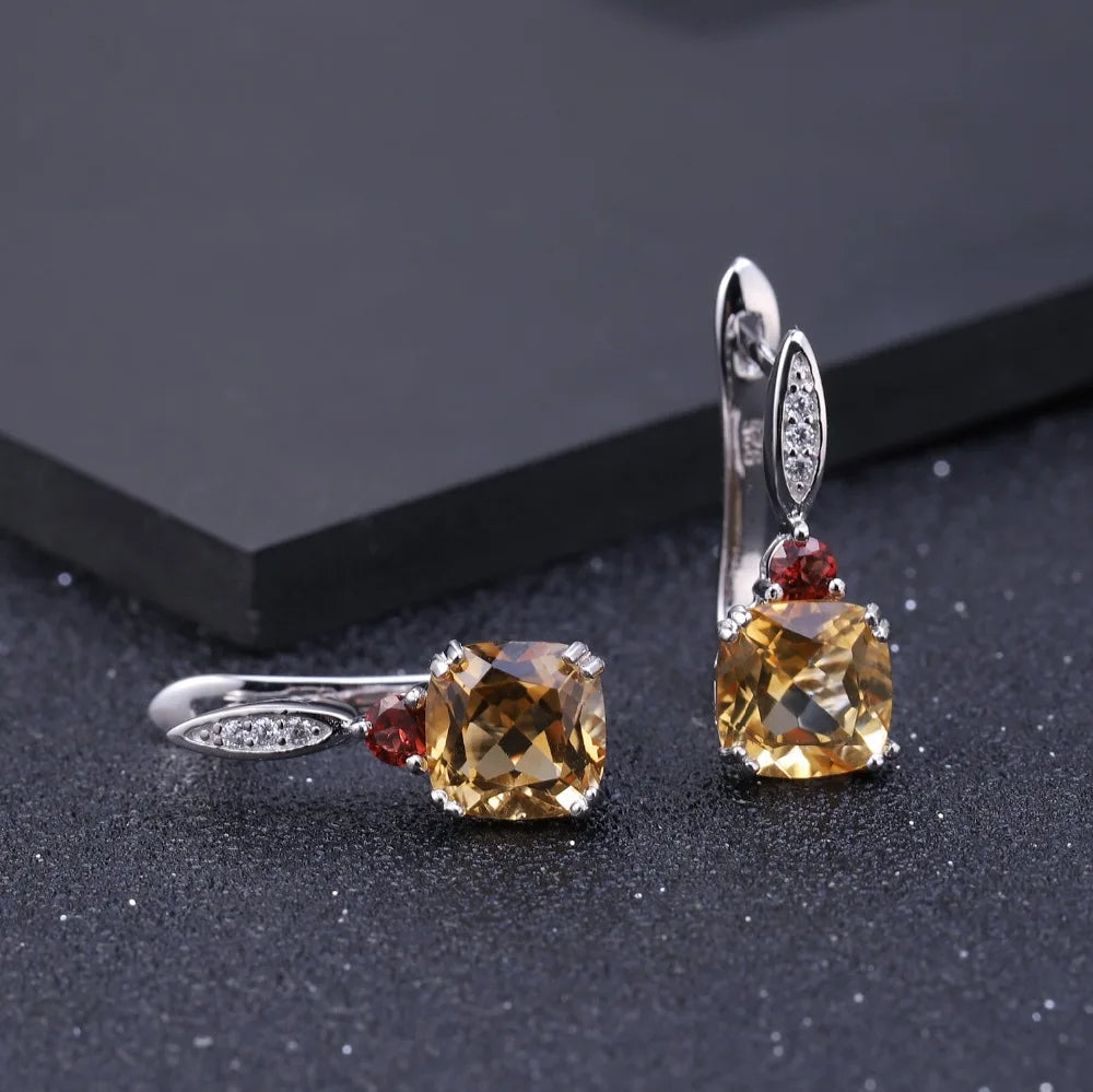 Natural Citrine Birthstone Stud Earrings - 925 Sterling Silver Choosen Jewelry