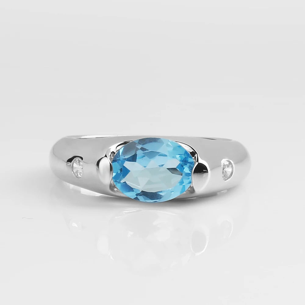 Elegant Blue Topaz Wedding Jewelry Set - 925 Sterling Silver Earrings & Ring by Choosen Jewelry