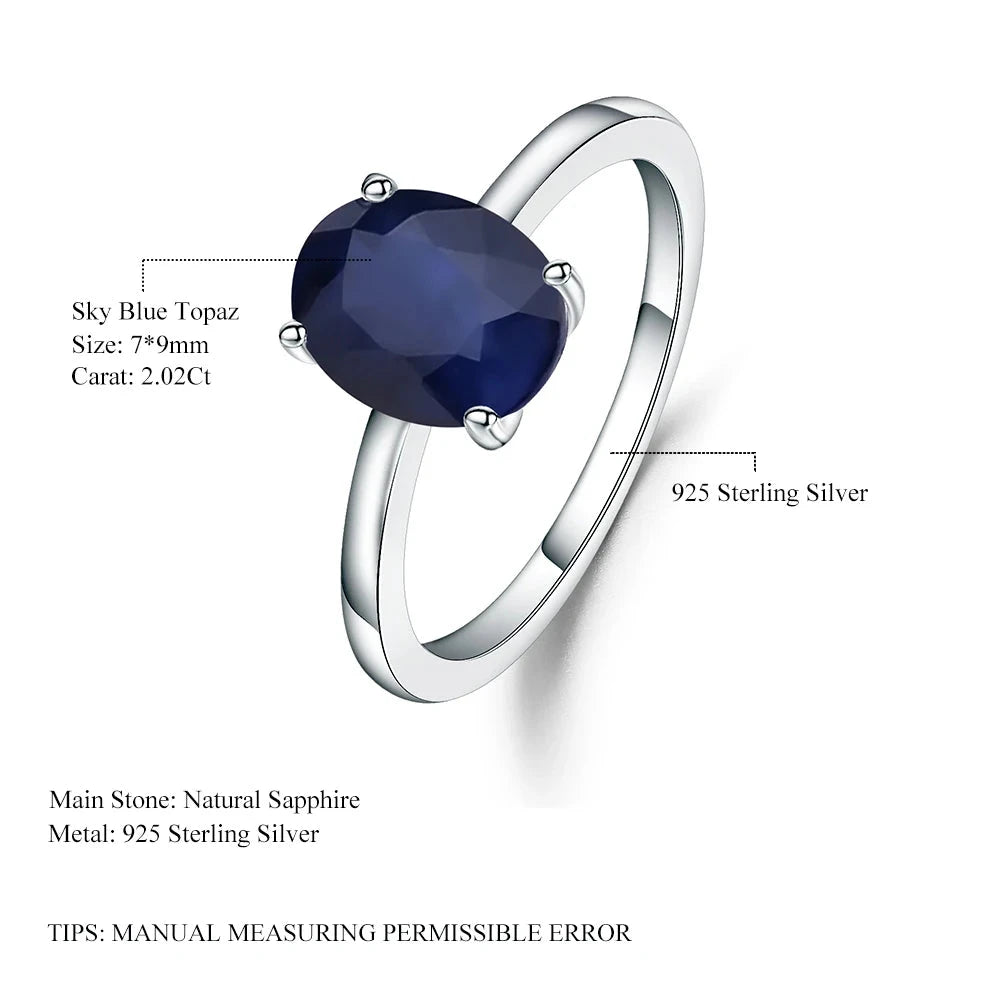 Elegant 2.02Ct Oval Blue Sapphire Wedding Ring - Choosen Jewelry 925 Sterling Silver