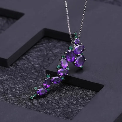 Natural Amethyst Gothic Pendant Necklace | 925 Sterling Silver | Choosen Jewelry