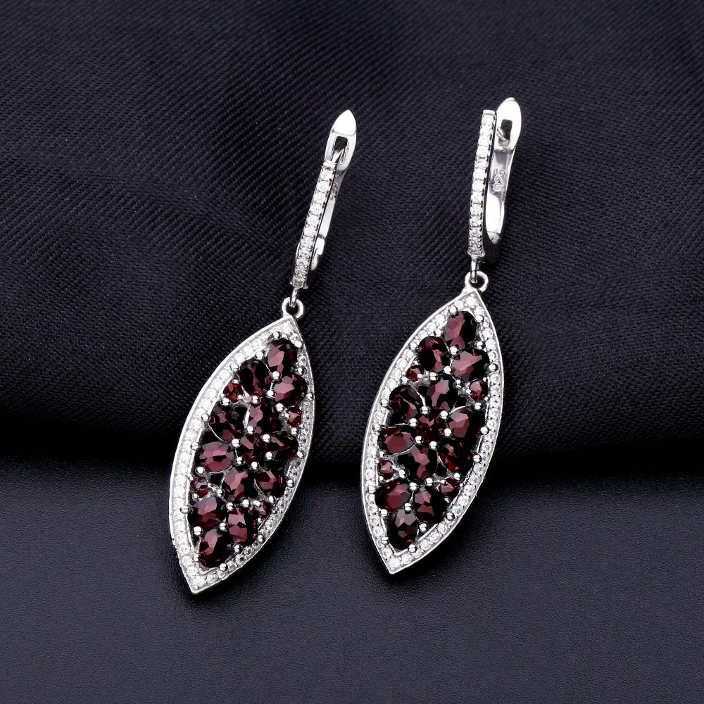 Choosen Jewelry 6.90Ct Black Garnet Drop Earrings - 925 Sterling Silver Fine Jewelry for Women