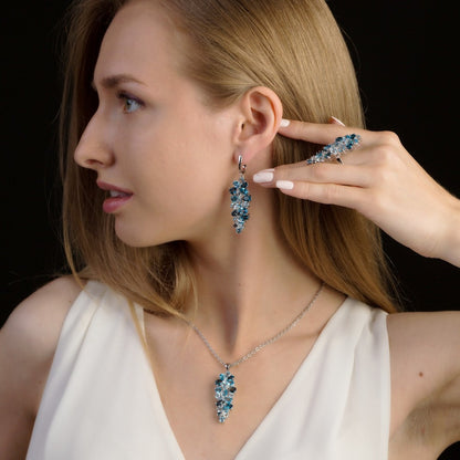 These beautiful bridal earrings feature pear-shaped stones set in sterling silver.