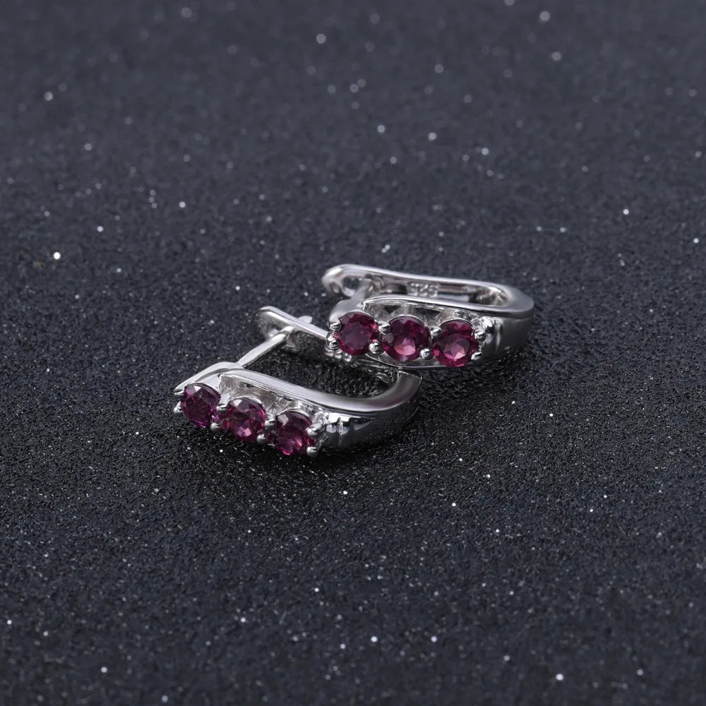 Natural Rhodolite Garnet Stud Earrings | 925 Sterling Silver | Choosen Jewelry