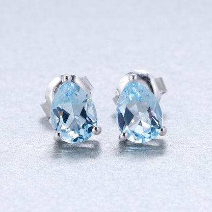  Pear Shaped Swiss Blue Topaz Earrings