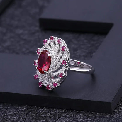 Vintage Ruby and CZ Sterling Silver Spiral Ring by Choosen Jewelry