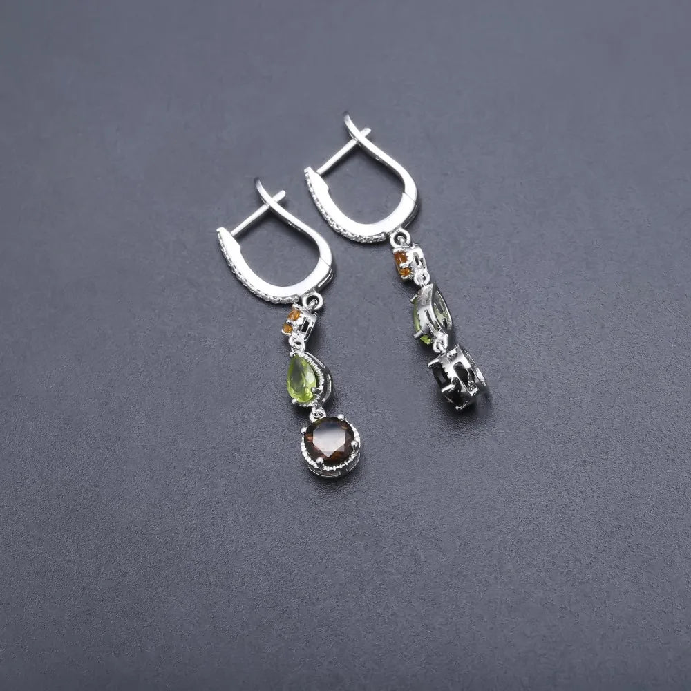 Vintage Gemstone Drop Earrings - 925 Sterling Silver - Choosen Jewelry