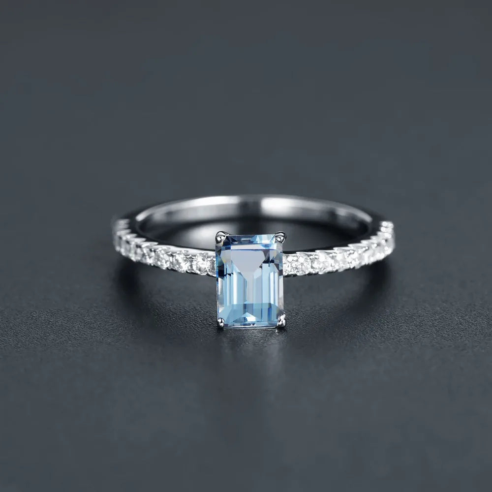 Sky Blue Topaz Sterling Silver Engagement Ring - Choosen Jewelry