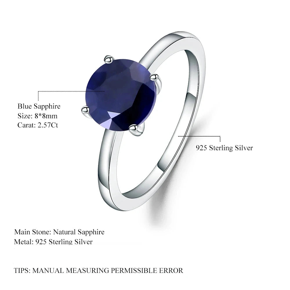 Elegant 2.57ct Natural Blue Sapphire Sterling Silver Ring by Choosen Jewelry