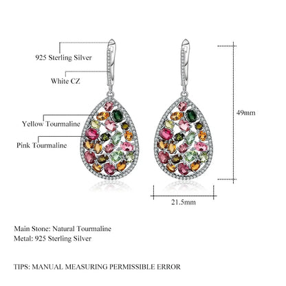 Colorful Tourmaline Drop Earrings in 925 Sterling Silver | Choosen Jewelry