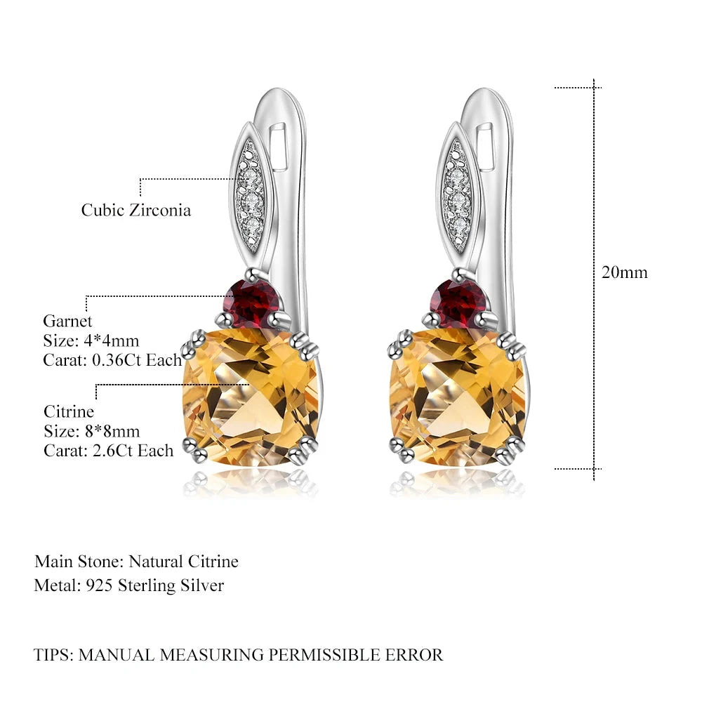 Natural Citrine Birthstone Stud Earrings - 925 Sterling Silver Choosen Jewelry