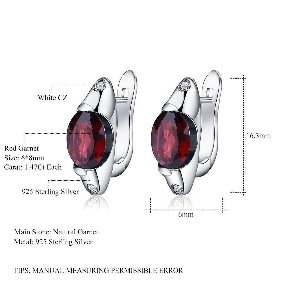 Elegant Garnet Ring and Earring Set | 925 Sterling Silver | Choosen Jewelry