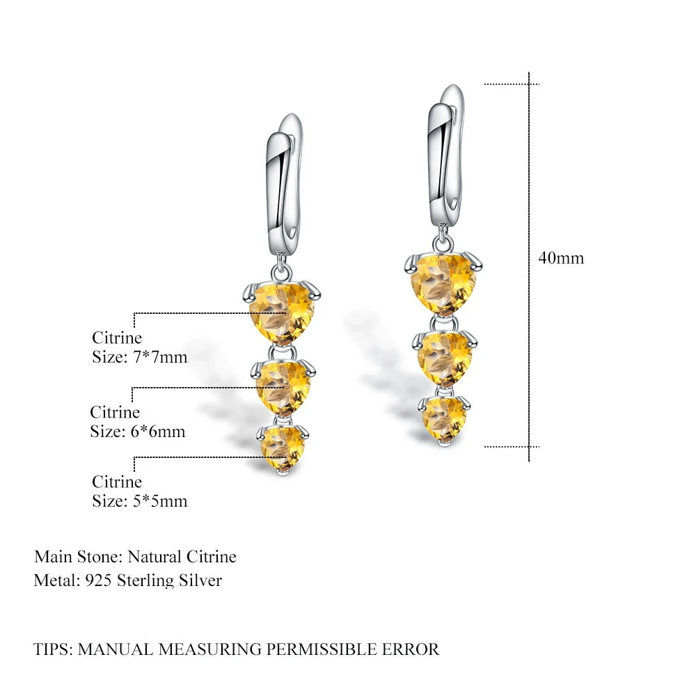 Natural Citrine Heart Drop Earrings | 4.86Ct | 925 Sterling Silver | Choosen Jewelry