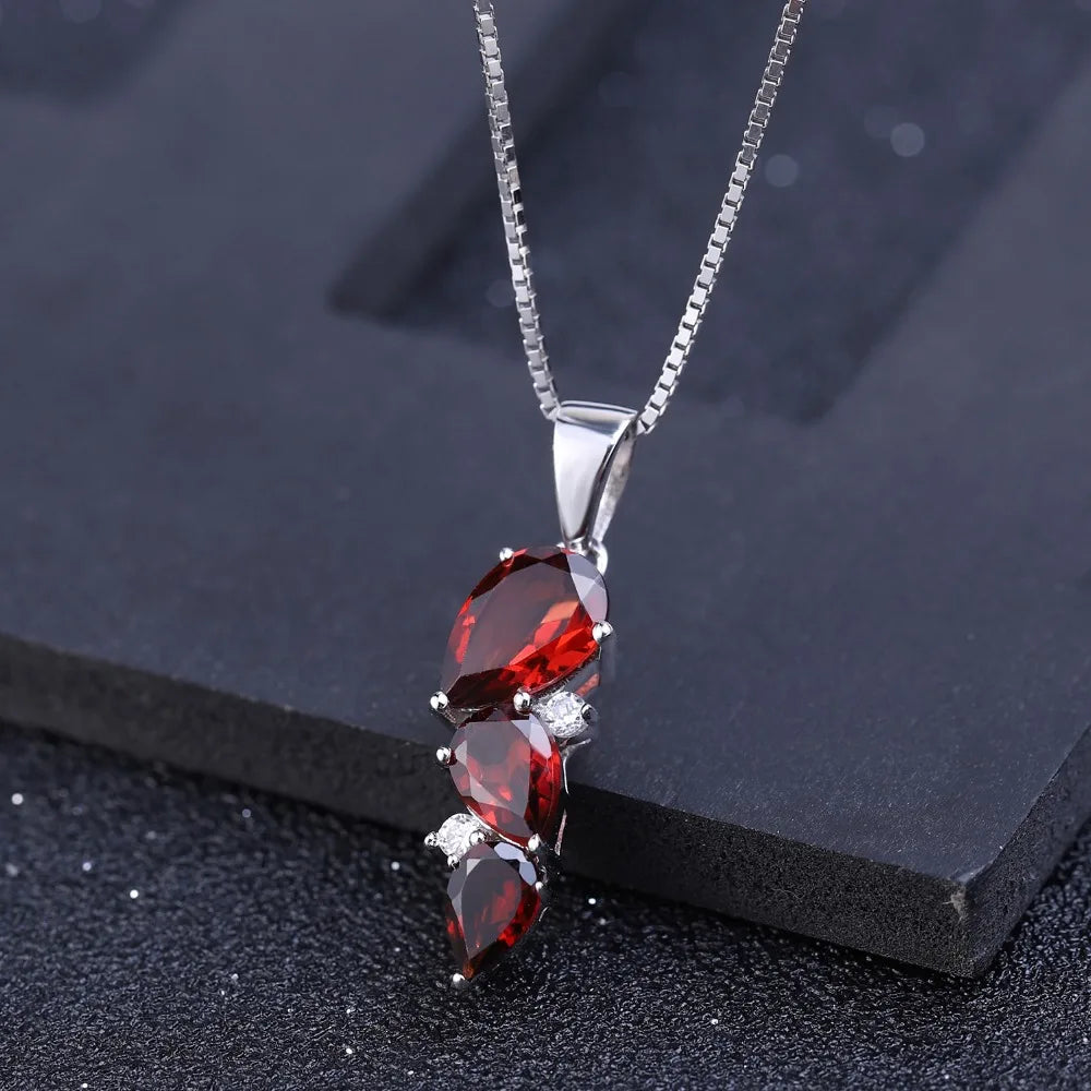 2.94Ct Garnet Pendant Necklace | Sterling Silver | Choosen Jewelry