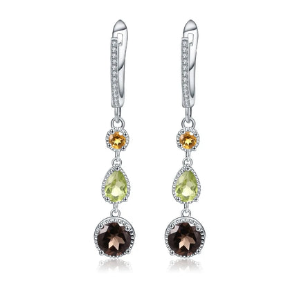 Vintage Gemstone Drop Earrings - 925 Sterling Silver - Choosen Jewelry