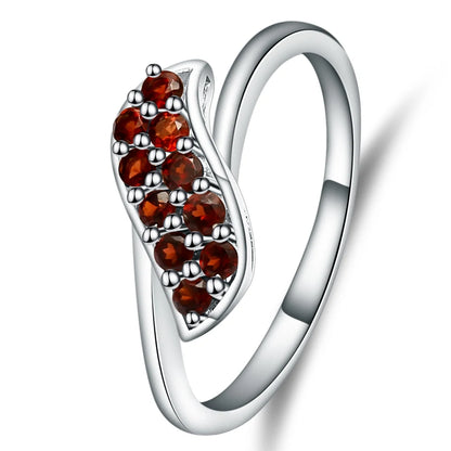 Choosen Jewelry: Elegant 0.63Ct Natural Red Garnet Engagement Ring in 925 Sterling Silver