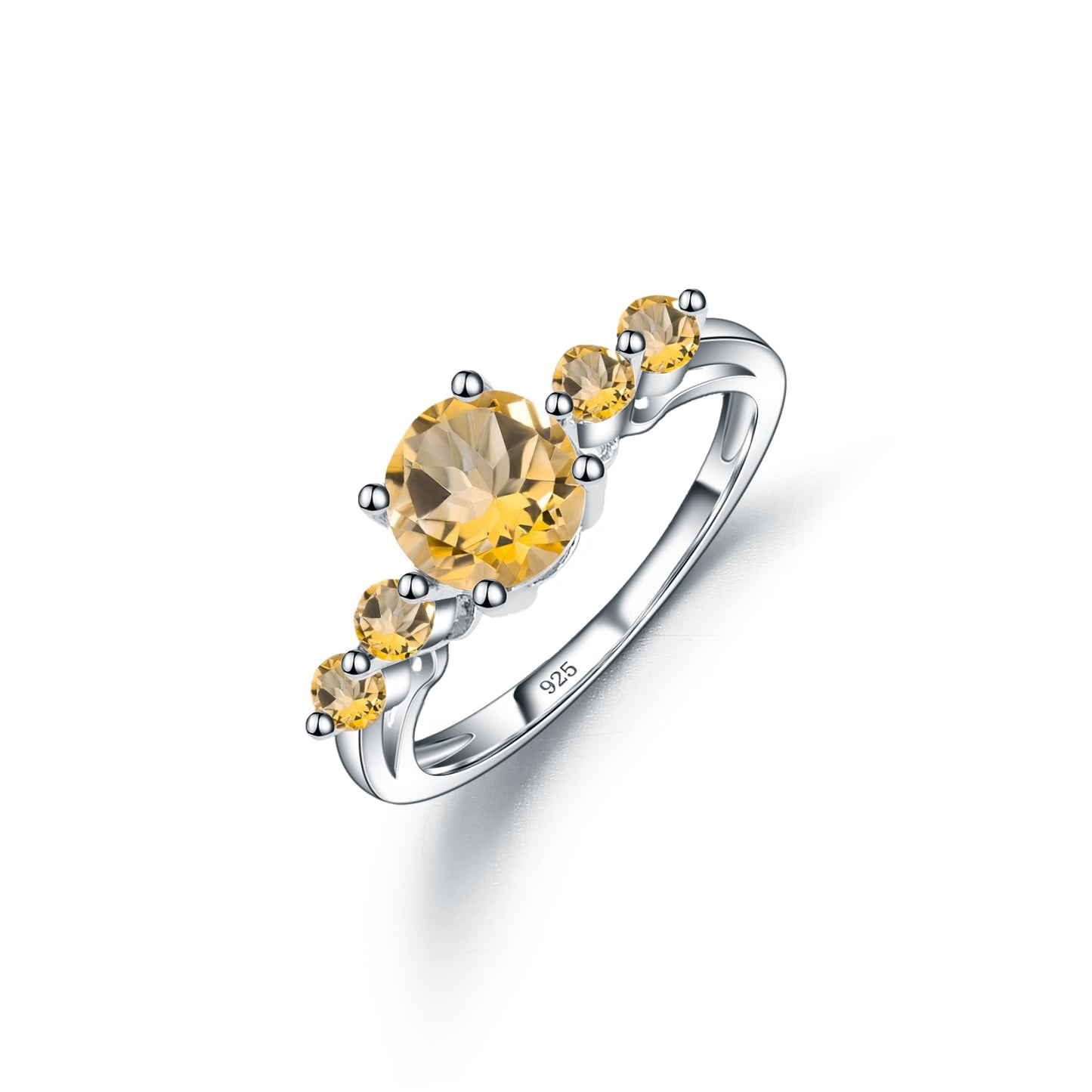 Citrine Ring, 925 Sterling Silver Ring, Gemstone Ring, 5 Stone Ring