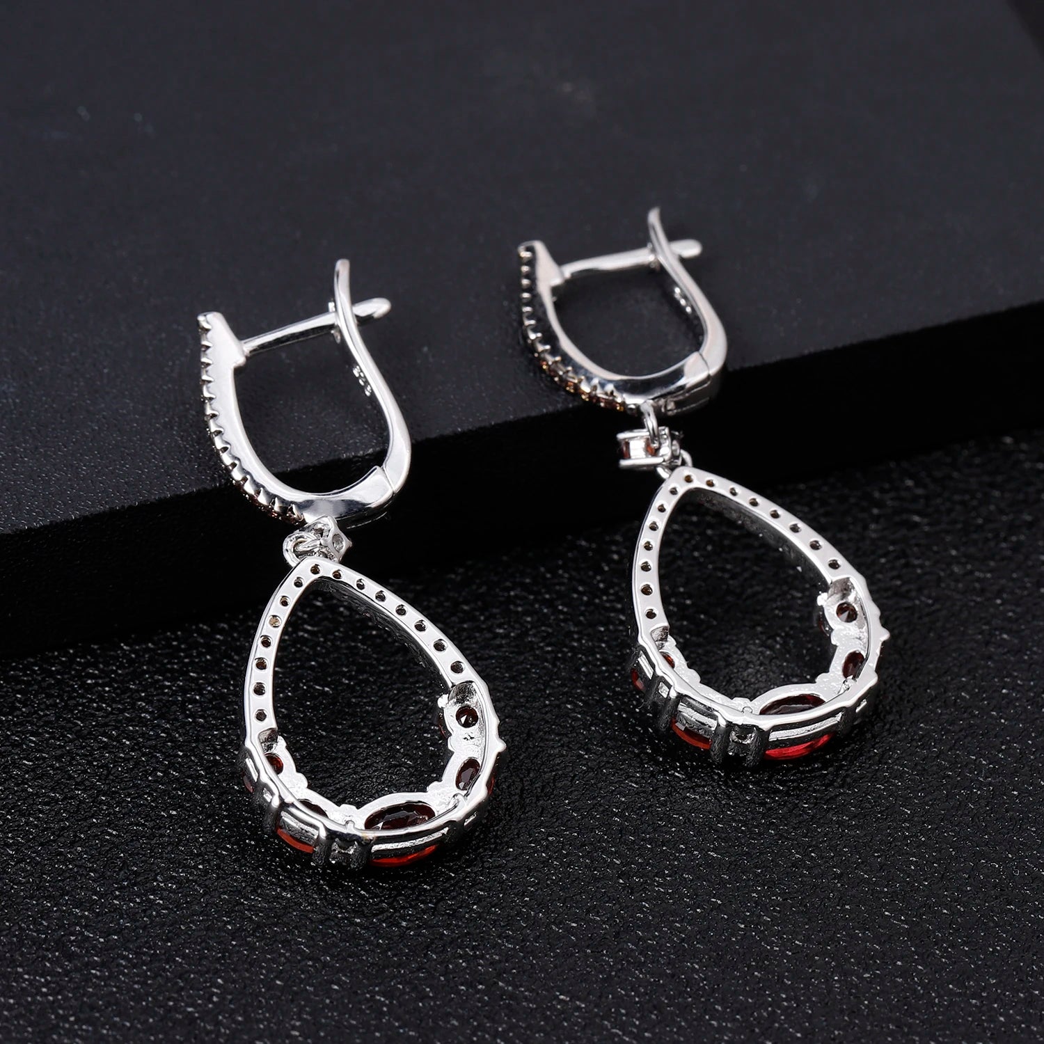 Natural Red Garnet Drop Earrings | 925 Sterling Silver | Choosen Jewelry