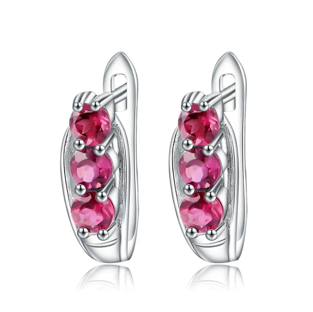 Natural Rhodolite Garnet Stud Earrings | 925 Sterling Silver | Choosen Jewelry