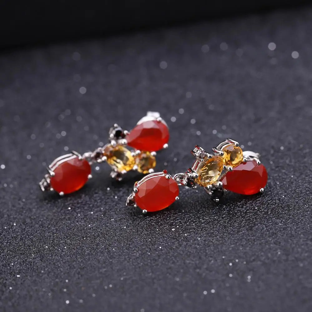 Sterling Silver Candy-Inspired Garnet and Citrine Jewelry Set by Choosen Jewelry