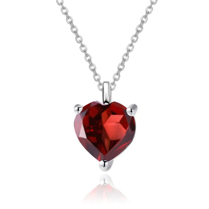 1.47Ct Heart Garnet Sterling Silver Pendant Necklace | Choosen Jewelry Valentine's Gift