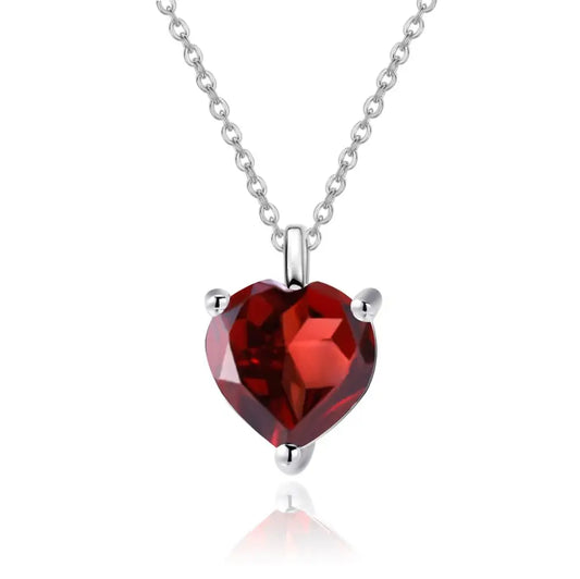 1.47Ct Heart Garnet Sterling Silver Pendant Necklace | Choosen Jewelry Valentine's Gift