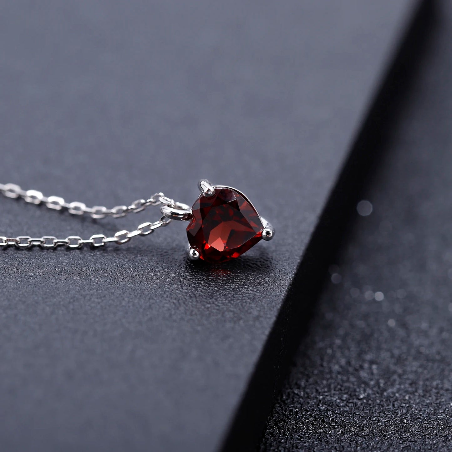 1.47Ct Heart Garnet Sterling Silver Pendant Necklace | Choosen Jewelry Valentine's Gift