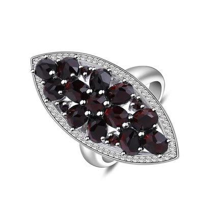 925 Sterling Silver Black Garnet Engagement Ring - Choosen Jewelry 5.71Ct Natural Gemstone Wedding Band