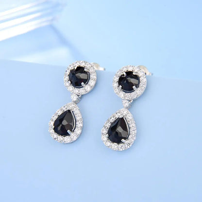 Elegant Black Garnet Drop Earrings | 925 Sterling Silver | Choosen Jewelry