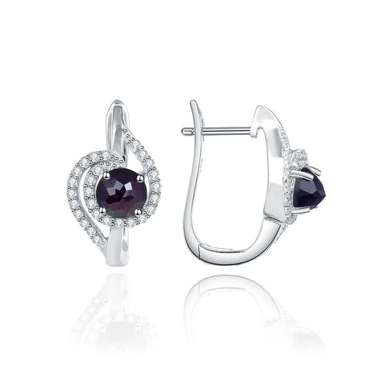 Sterling Silver Black Garnet Stud Earrings - Choosen Jewelry Fine Wedding Accessories