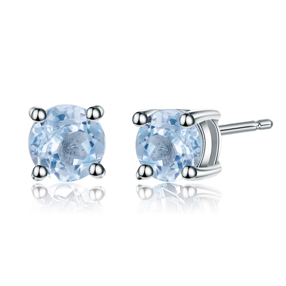 Ürünler 18k Gold Earrings for Women, Sky Blue Topaz Stud Earrings, Simple Earrings, Natural Stone Earrings