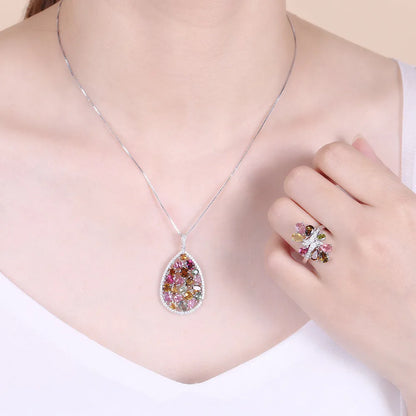 Sterling Silver Tourmaline Jewelry Set - Choosen Jewelry Wedding Collection