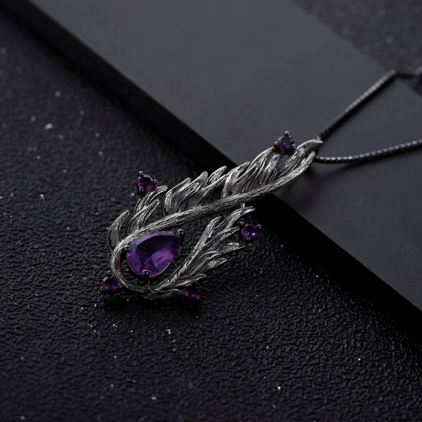 Choosen Jewelry: Handcrafted 925 Sterling Silver Amethyst Angel Wing Pendant Necklace for Women